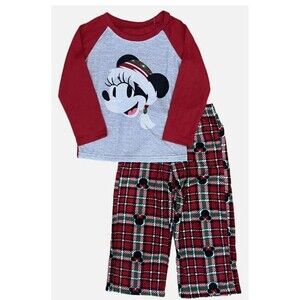 Disney Girls Mickey Mouse Plaid Christmas Holiday Pajama Sleep Set